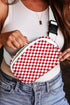 Checkered Print Nylon Adjustable Strap Crescent Crossbody Bag