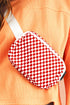 Checkered Print Nylon Adjustable Strap Crescent Crossbody Bag
