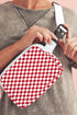 Checkered Print Nylon Adjustable Strap Crescent Crossbody Bag