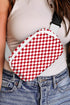 Checkered Print Nylon Adjustable Strap Crescent Crossbody Bag