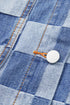 Checkered Print Patchwork Button Up Denim Jacket