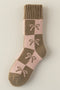 Checkered Print Plush Thermal Bow Detail Mid Calf Socks