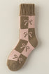 Checkered Print Plush Thermal Bow Detail Mid Calf Socks