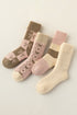 Checkered Print Plush Thermal Bow Detail Mid Calf Socks