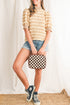 Checkered Print PU Leather Large Cosmetic Bag