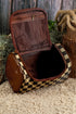 Checkered Print PU Leather Travel Cosmetic Makeup Bag