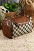 Checkered Print PU Leather Travel Cosmetic Makeup Bag