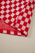 Checkered Print Ruffle Short Sleeve Round Neck Top