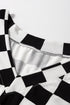 Checkered Print Two Piece Tee And Shorts Loungewear
