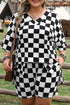 Checkered Print Two Piece Tee And Shorts Loungewear