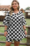 Checkered Print Two Piece Tee And Shorts Loungewear