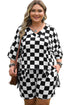Checkered Print Two Piece Tee And Shorts Loungewear
