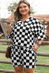 Checkered Print Two Piece Tee And Shorts Loungewear