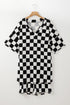 Checkered Print Two Piece Tee And Shorts Loungewear