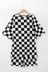 Checkered Print Two Piece Tee And Shorts Loungewear