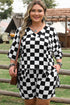 Checkered Print Two Piece Tee And Shorts Loungewear