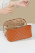 Checkered PU Leather Boxy Travel Makeup Bag With Handle