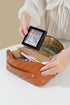 Checkered PU Leather Boxy Travel Makeup Bag With Handle