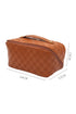 Checkered PU Leather Boxy Travel Makeup Bag With Handle