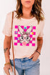 Checkered Rabbit Floral Print Short Sleeve Graphic Tee