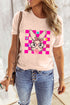 Checkered Rabbit Floral Print Short Sleeve Graphic Tee