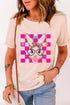 Checkered Rabbit Floral Print Short Sleeve Graphic Tee