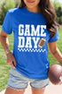 Checkered Rugby Letter Print Sporty Casual Graphic Tee