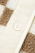 Checkered Sherpa Fleece Button Front Collarless Oversized Jacket