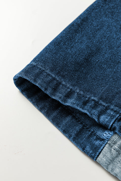 Checkered Side Panel Patchwork Wide Leg Drawstring Jeans