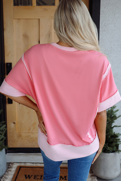 Checkered Star Print Exposed Seam Western Graphic Tee