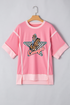 Checkered Star Print Exposed Seam Western Graphic Tee
