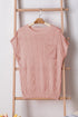 Checkered Textured Knit Short Sleeve Pocket Sweater Top