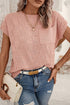 Checkered Textured Knit Short Sleeve Pocket Sweater Top