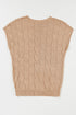 Checkered Textured Knit Short Sleeve Pocket Sweater Top