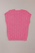 Checkered Textured Knit Short Sleeve Pocket Sweater Top
