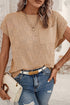Checkered Textured Knit Short Sleeve Pocket Sweater Top