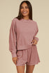 Checkered Textured Long Sleeve Two Piece Short Set