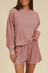 Checkered Textured Long Sleeve Two Piece Short Set