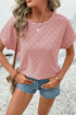 Checkered Textured Round Neck Short Sleeve Casual Tee