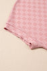 Checkered Textured Round Neck Short Sleeve Casual Tee