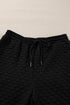 Checkered Textured Split Pullover Wide Leg Pant Sets