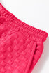 Checkered Textured Split Pullover Wide Leg Pant Sets