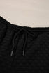 Checkered Textured Split Pullover Wide Leg Pant Sets