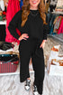 Checkered Textured Split Pullover Wide Leg Pant Sets