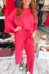 Checkered Textured Split Pullover Wide Leg Pant Sets