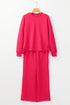 Checkered Textured Split Pullover Wide Leg Pant Sets
