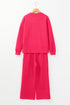 Checkered Textured Split Pullover Wide Leg Pant Sets
