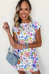 Cheerful Floral Print Cap Sleeve V Neck Casual Mini Dress