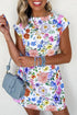 Cheerful Floral Print Cap Sleeve V Neck Casual Mini Dress