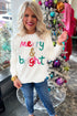 Cheerful Typography Print Round Neck Casual Pullover Sweater